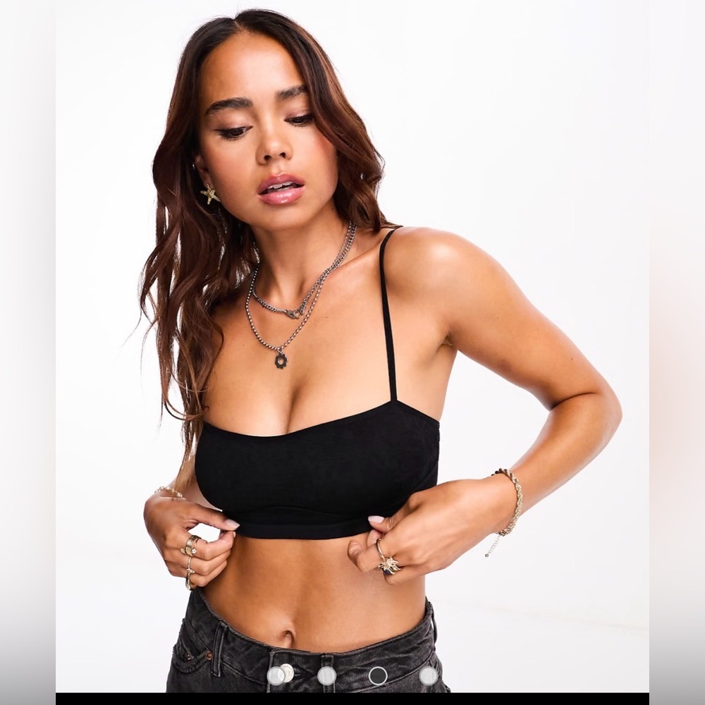 NWT Free People Intimately Love Your Way Longline Bralette in Black - Picture 2 of 10